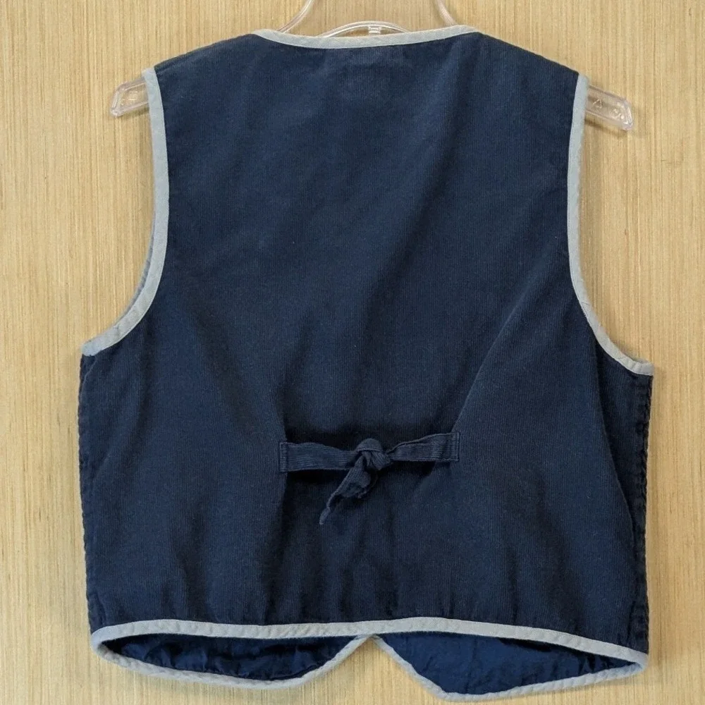 Paul Harris Vintage 90s Novelty Quilted Fall Scarecrow Pumpkin Vest Size L Navy